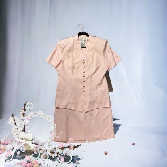 Karin Stevens Light Pink 2 piece Dressy Jacket & Skirt Set - Picture 15 of 16